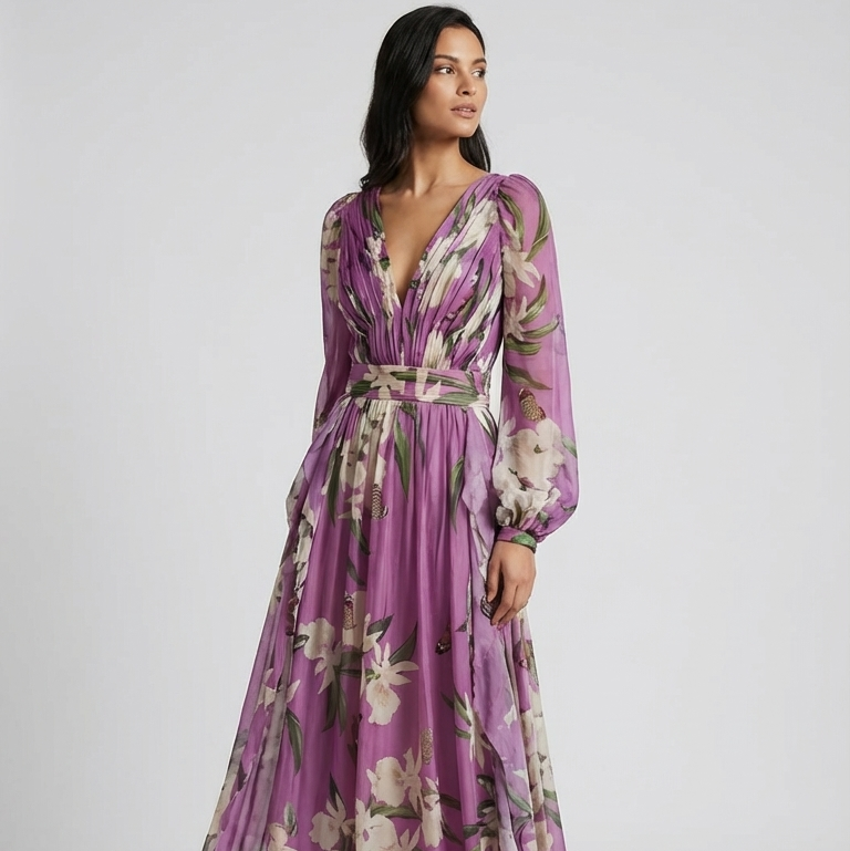 Blaze | Comfortable Floral V-Neck Maxi Dress