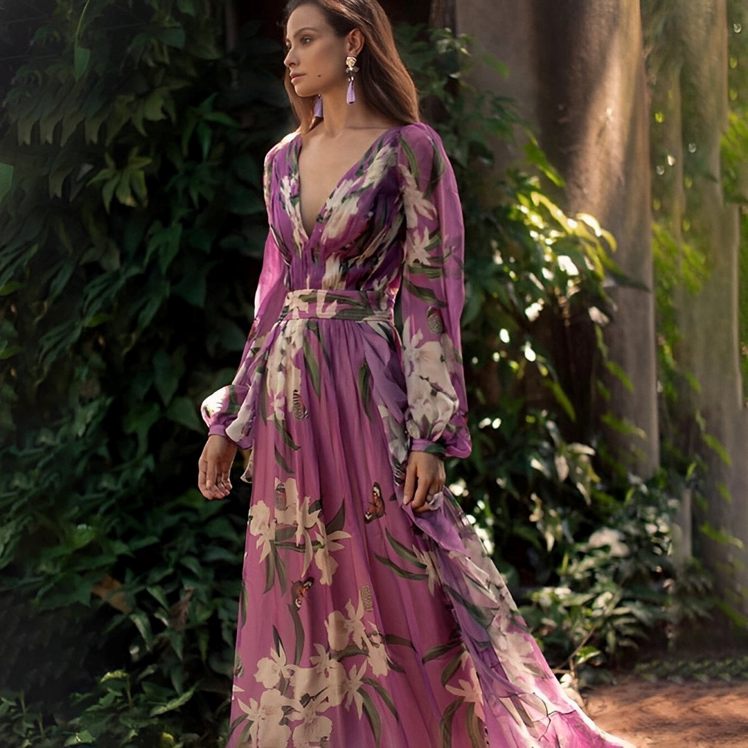 Blaze | Comfortable Floral V-Neck Maxi Dress