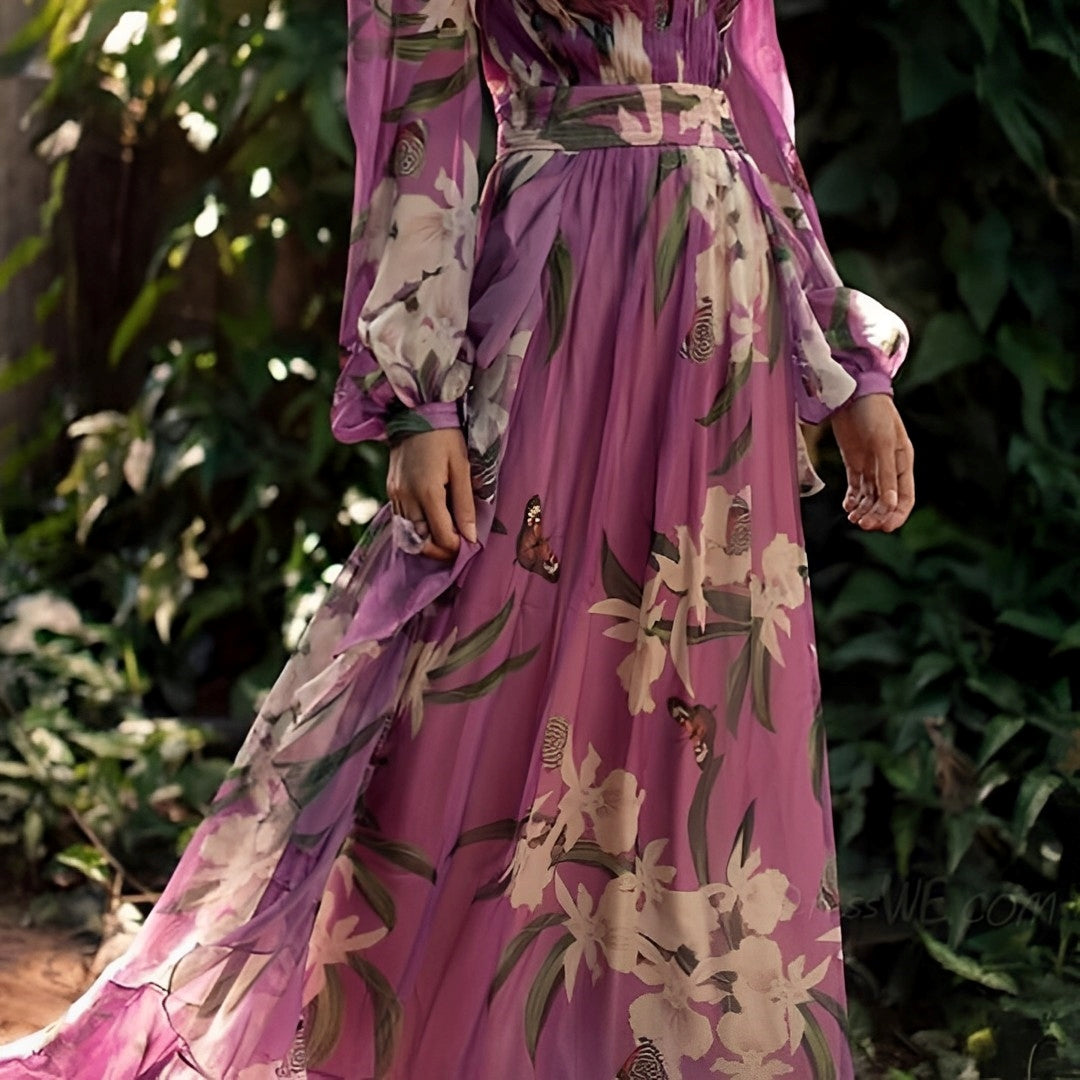 Blaze | Comfortable Floral V-Neck Maxi Dress