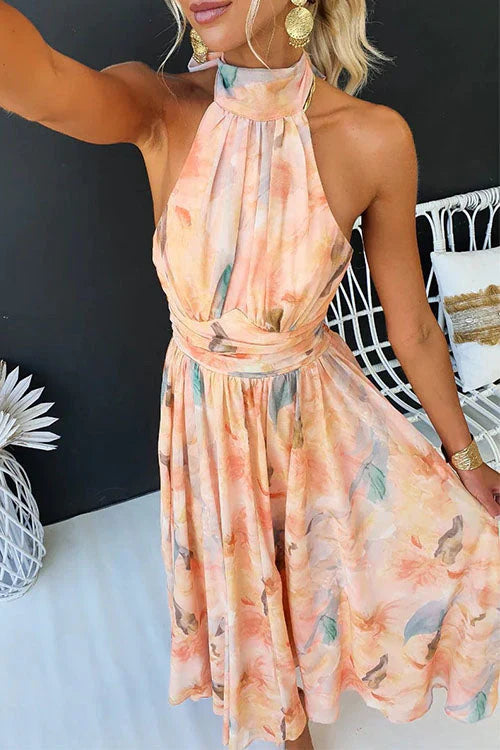 Cassie | Summer Halter Floral Maxi Dress