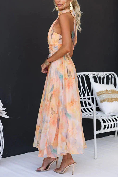 Cassie | Summer Halter Floral Maxi Dress