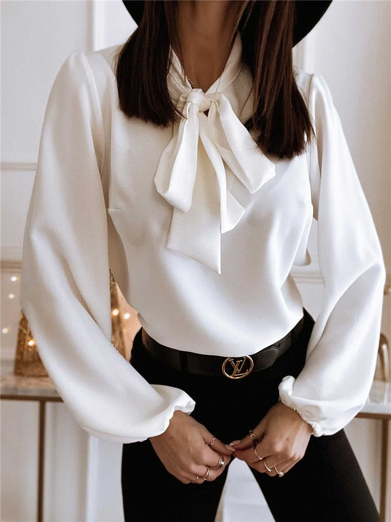 Divine | Women’s Bow Neck Long Sleeve Blouse