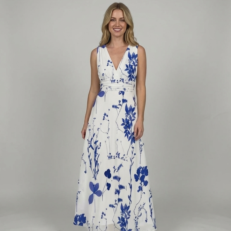 Eliah | Floral Sleeveless V-Neck Maxi Dress