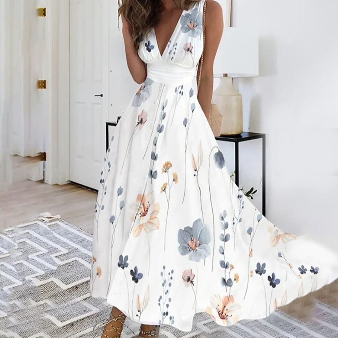 Eliah | Floral Sleeveless V-Neck Maxi Dress