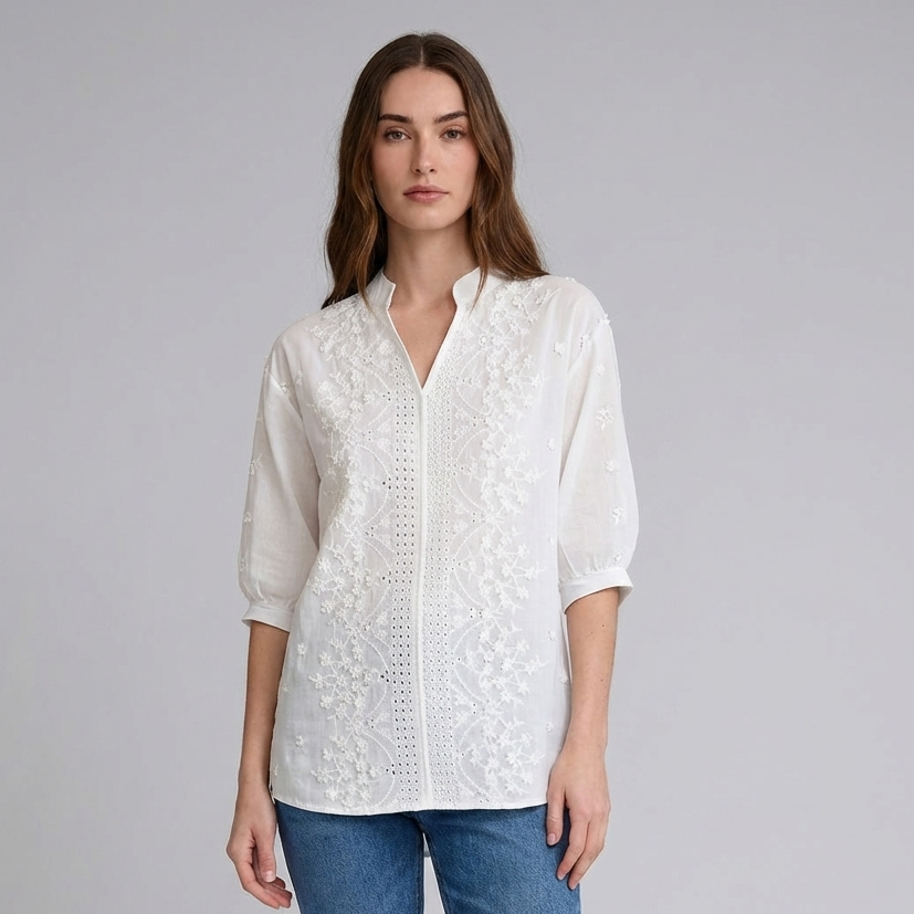 Helena | Women’s Summer V Neck Puff Sleeve Blouse