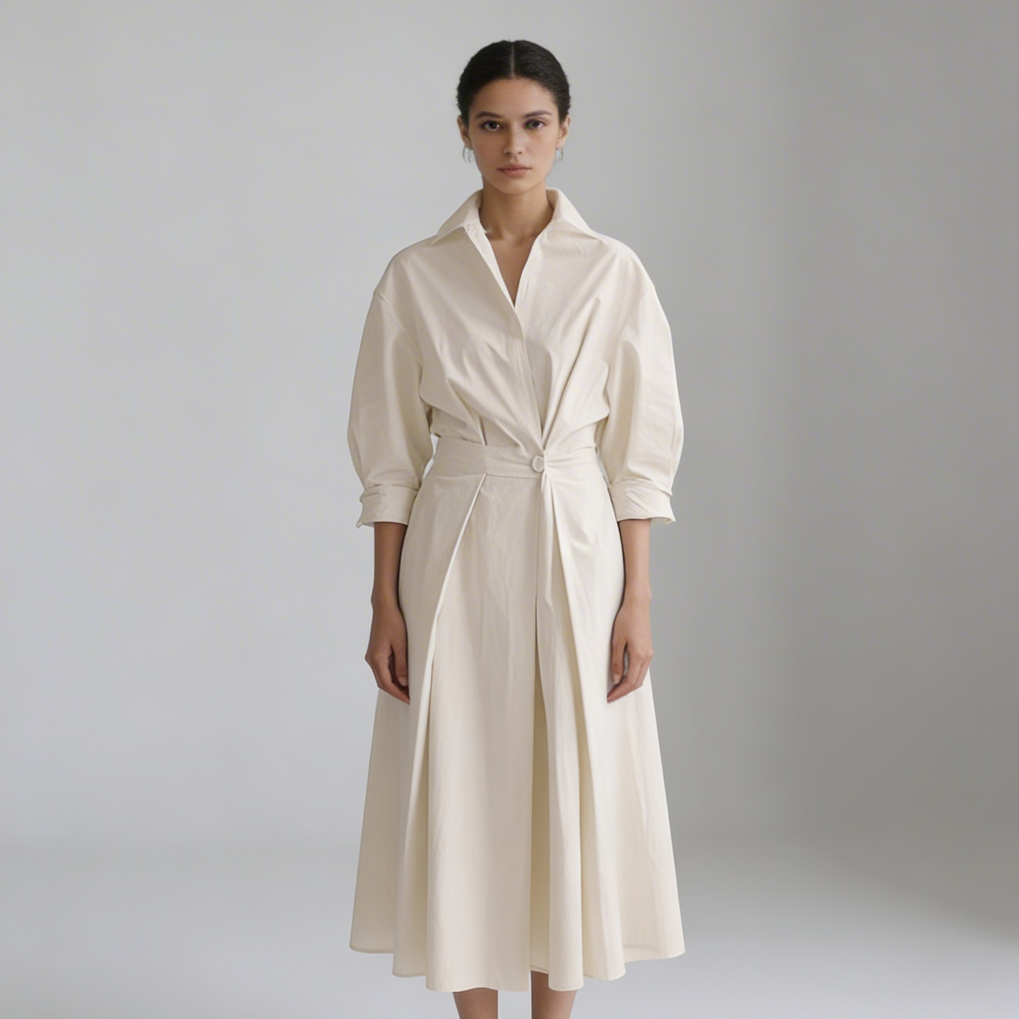 Jaynil | Belted Shirt Maxi Dress