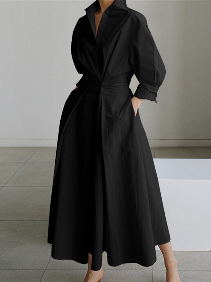 Jaynil | Belted Shirt Maxi Dress