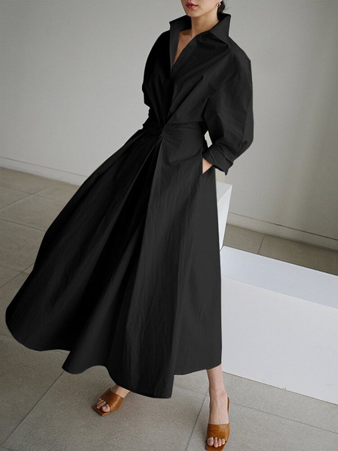 Jaynil | Belted Shirt Maxi Dress