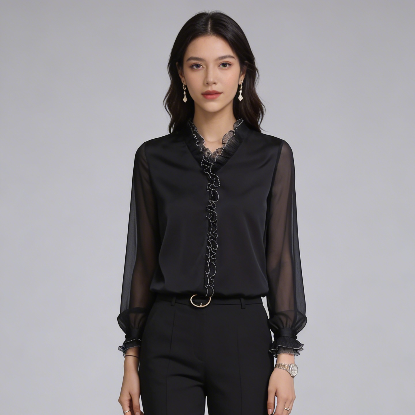 Mia | Long Sleeve Ruffle Blouse