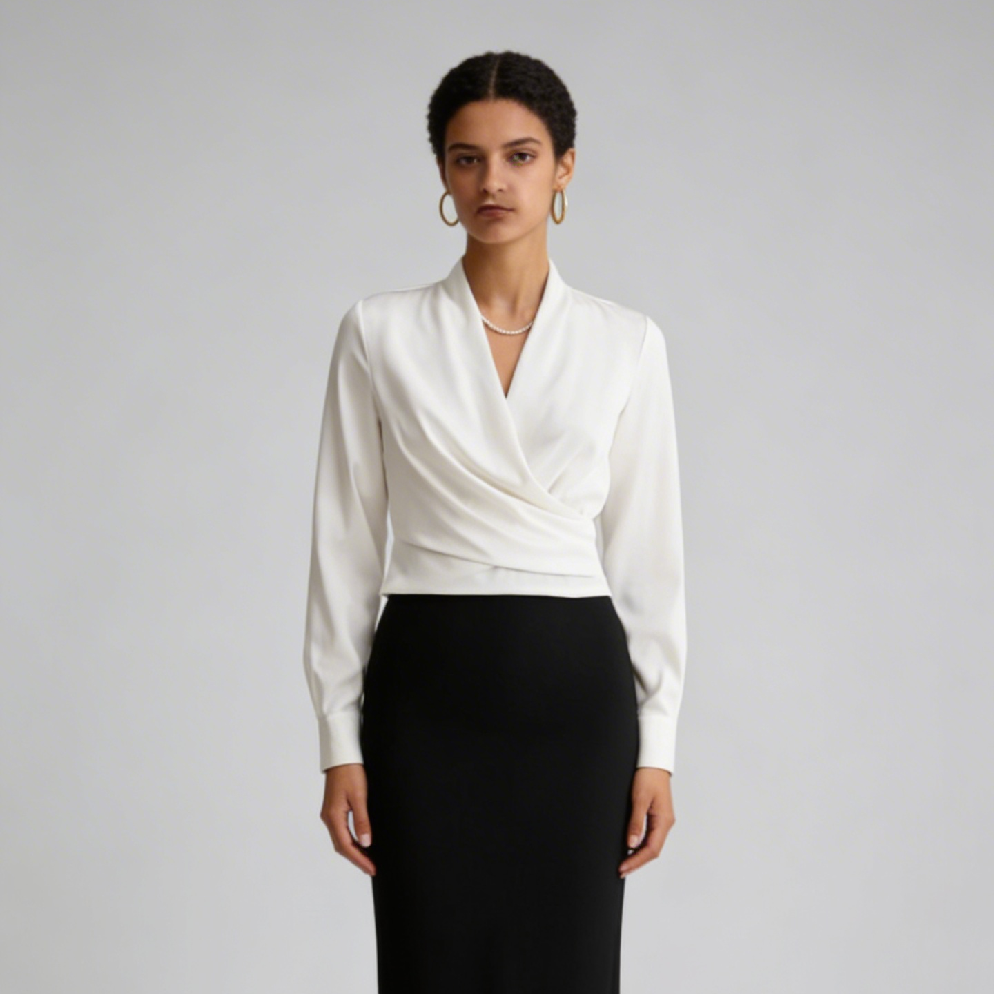 Jiya | Women’s Wrap Front Long Sleeve Blouse